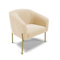 Cadeira Sala De Jantar Pé De Ferro Dourado Stella Suede D03 - D'rossi Cor Bege - 1