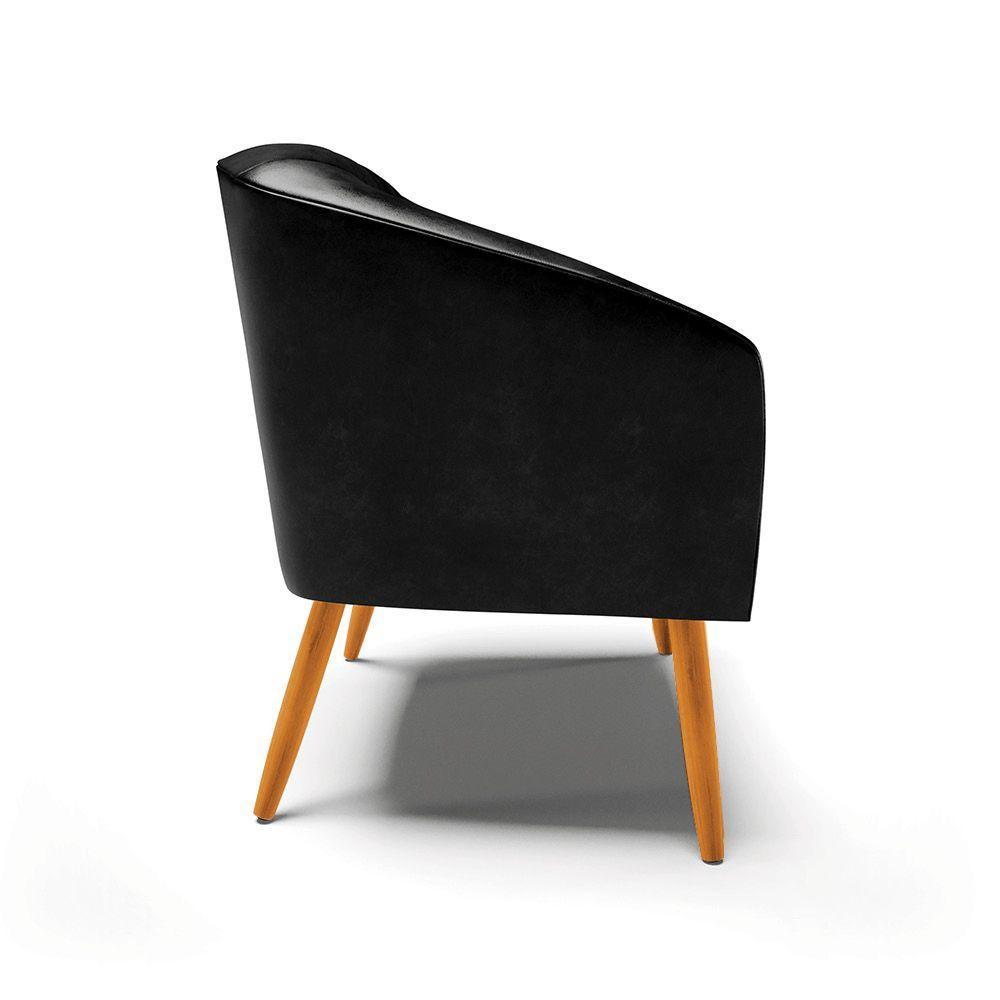 Cadeira Sala De Jantar Pé Palito Castanho Kit 2 Stella Sintético Pu D03 - D'rossi Cor Preto - 2