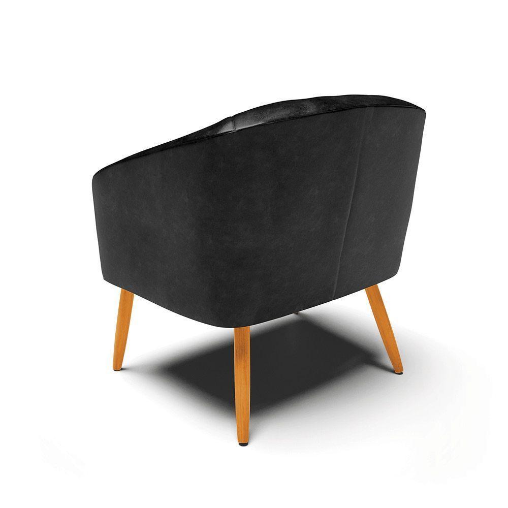 Cadeira Sala De Jantar Pé Palito Castanho Kit 2 Stella Sintético Pu D03 - D'rossi Cor Preto - 5