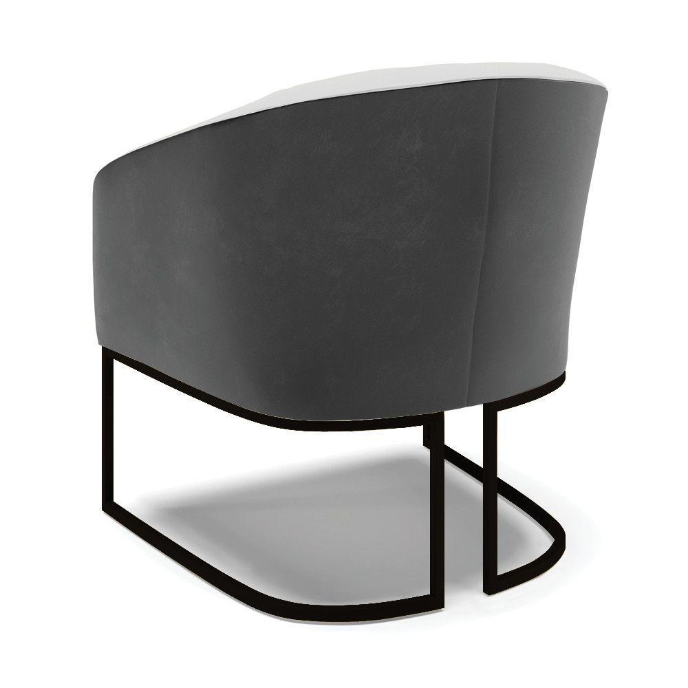 Cadeira Sala De Jantar Industrial Preto Kit 2 Stella Pto/linho D03 - D'rossi Cor Cinza - 4