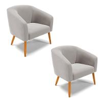 Cadeira Sala De Jantar Pé Palito Castanho Kit 2 Stella Veludo D03 - D'rossi Cor Cinza - 1