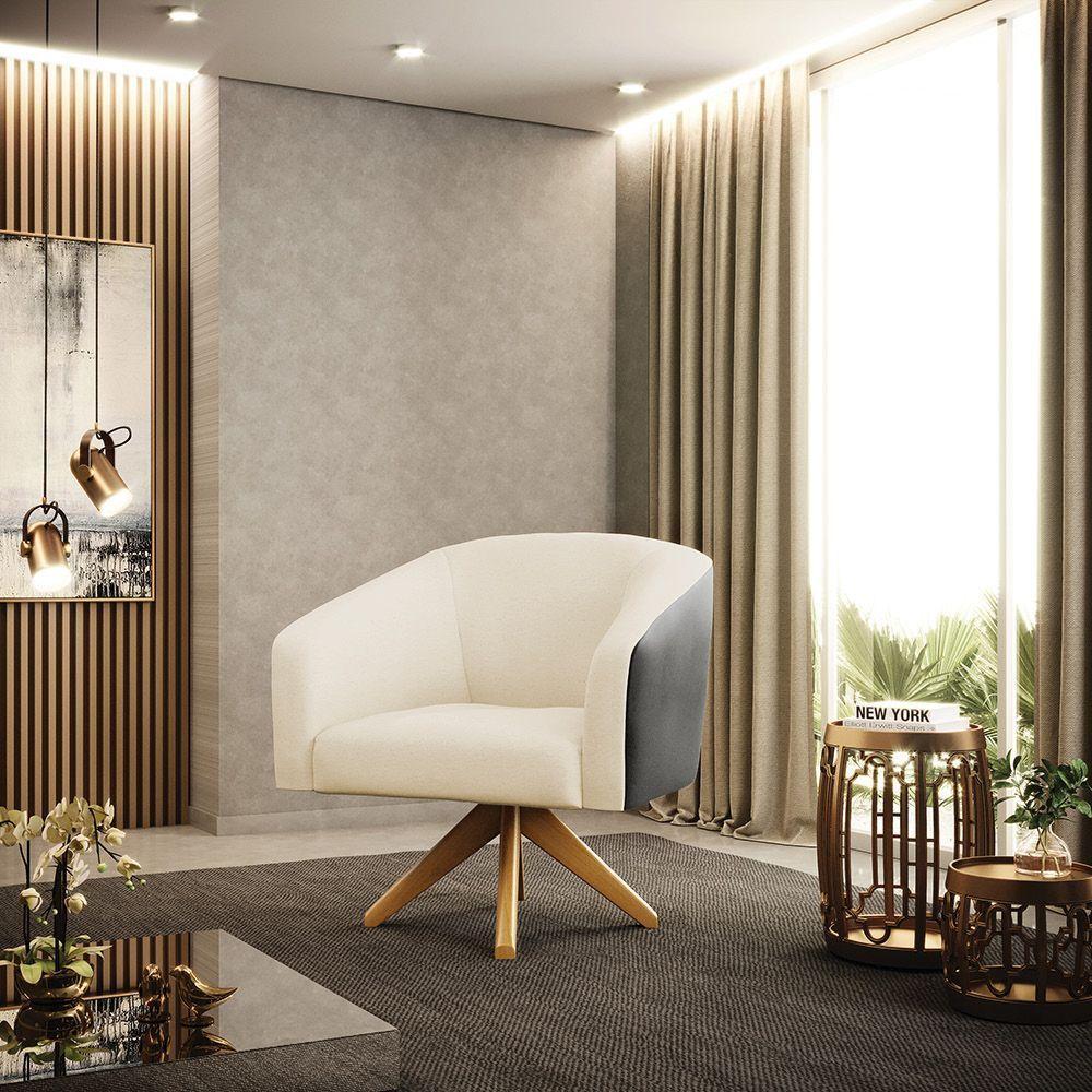 Cadeira Sala De Jantar Giratória Ma30 Stella Pto/linho D03 - D'rossi Cor Bege - 6