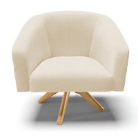 Cadeira Sala De Jantar Giratória Ma30 Stella Pto/linho D03 - D'rossi Cor Bege - 3