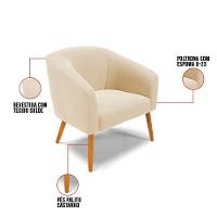 Cadeira Sala De Jantar Pé Palito Castanho Kit 2 Stella Suede D03 - D'rossi Cor Bege - 6