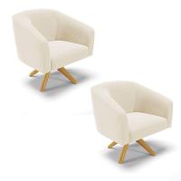 Cadeira Sala De Jantar Giratória Ma30 Kit 2 Stella Veludo D03 - D'rossi Cor Bege - 1