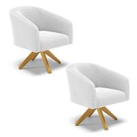 Cadeira Sala De Jantar Giratória Ma30 Kit 2 Stella Bouclê D03 - D'rossi Cor Off White - 1