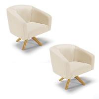 Cadeira Sala De Jantar Giratória Ma30 Kit 2 Stella Sintético D03 - D'rossi Cor Bege - 1