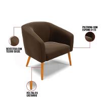 Cadeira Sala De Jantar Pé Palito Castanho Kit 2 Stella Suede D03 - D'rossi Cor Marrom - 6