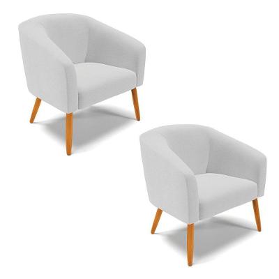 Cadeira Sala De Jantar Pé Palito Castanho Kit 2 Stella Linho D03 - D'rossi Cor Cinza