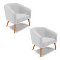 Cadeira Sala De Jantar Pé Palito Castanho Kit 2 Stella Linho D03 - D'rossi Cor Cinza - 1