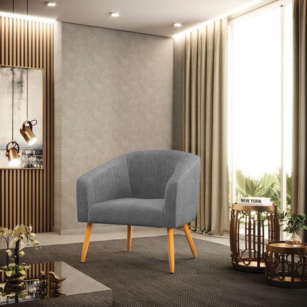 Cadeira Sala De Jantar Pé Palito Castanho Kit 2 Stella Linho D03 - D'rossi Cor Grafite - 7