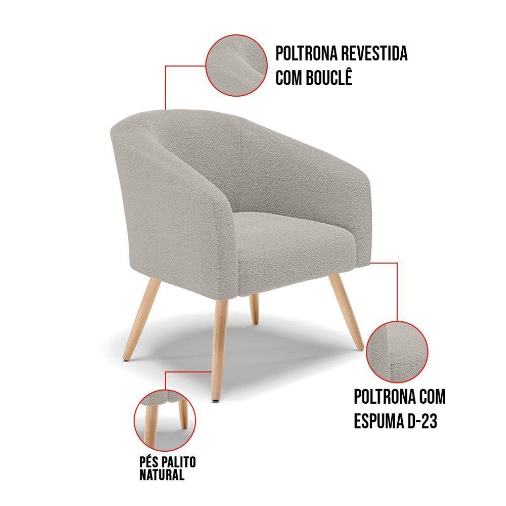 Cadeira Sala De Jantar Pé Palito Natural Kit 2 Stella Bouclê D03 - D'rossi Cor Cinza - 6