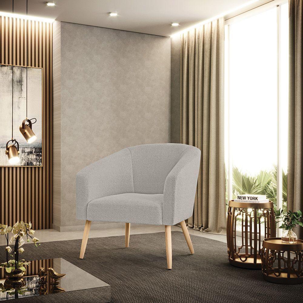 Cadeira Sala De Jantar Pé Palito Natural Kit 2 Stella Bouclê D03 - D'rossi Cor Cinza - 7