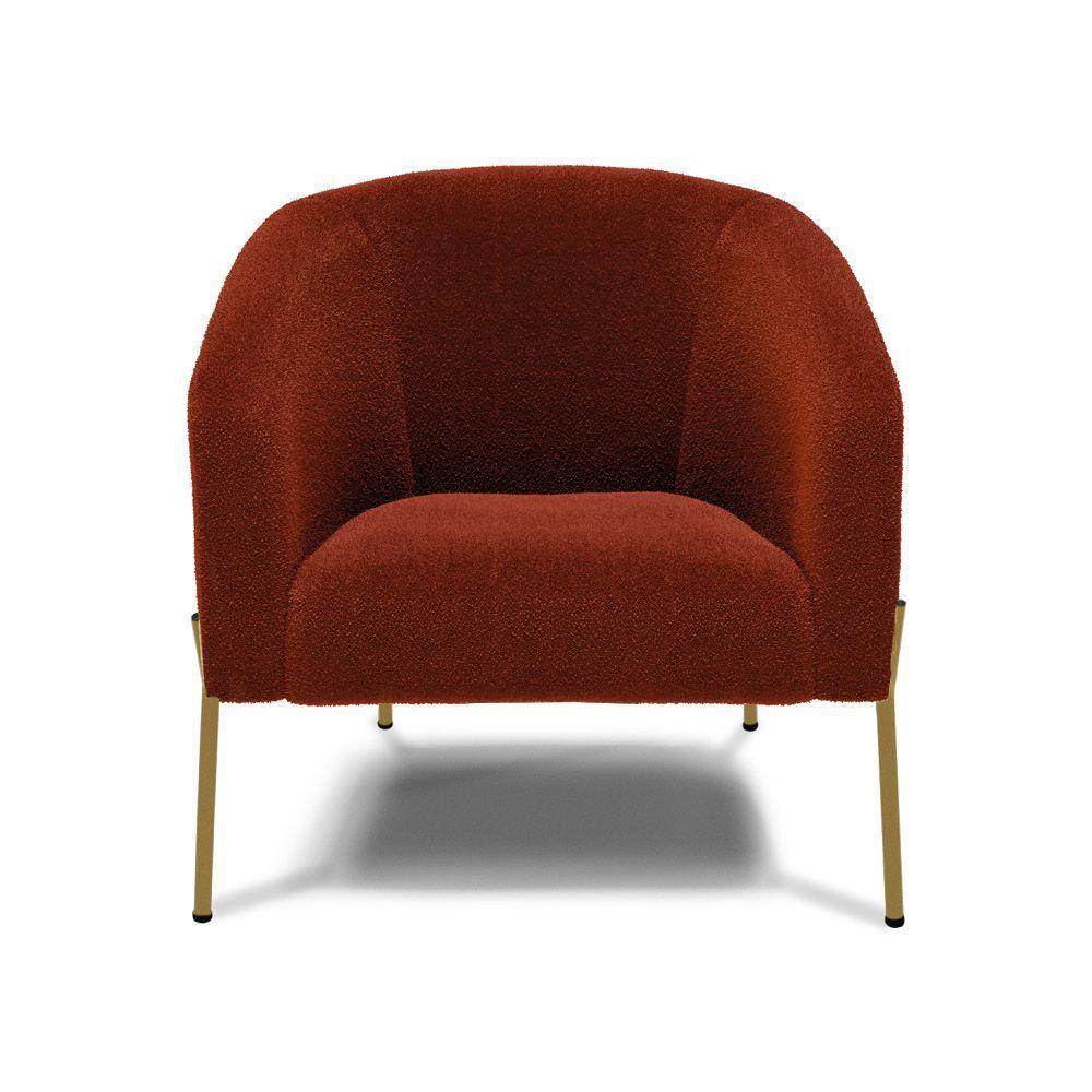 Cadeira Sala De Jantar Pé De Ferro Dourado Stella Bouclê D03 - D'rossi Cor Terra - 3