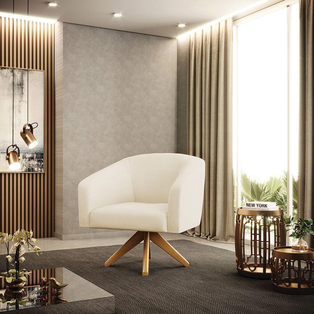 Cadeira Sala De Jantar Giratória Ma30 Kit 2 Stella Linho D03 - D'rossi Cor Bege - 7