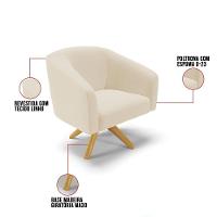 Cadeira Sala De Jantar Giratória Ma30 Kit 2 Stella Linho D03 - D'rossi Cor Bege - 6