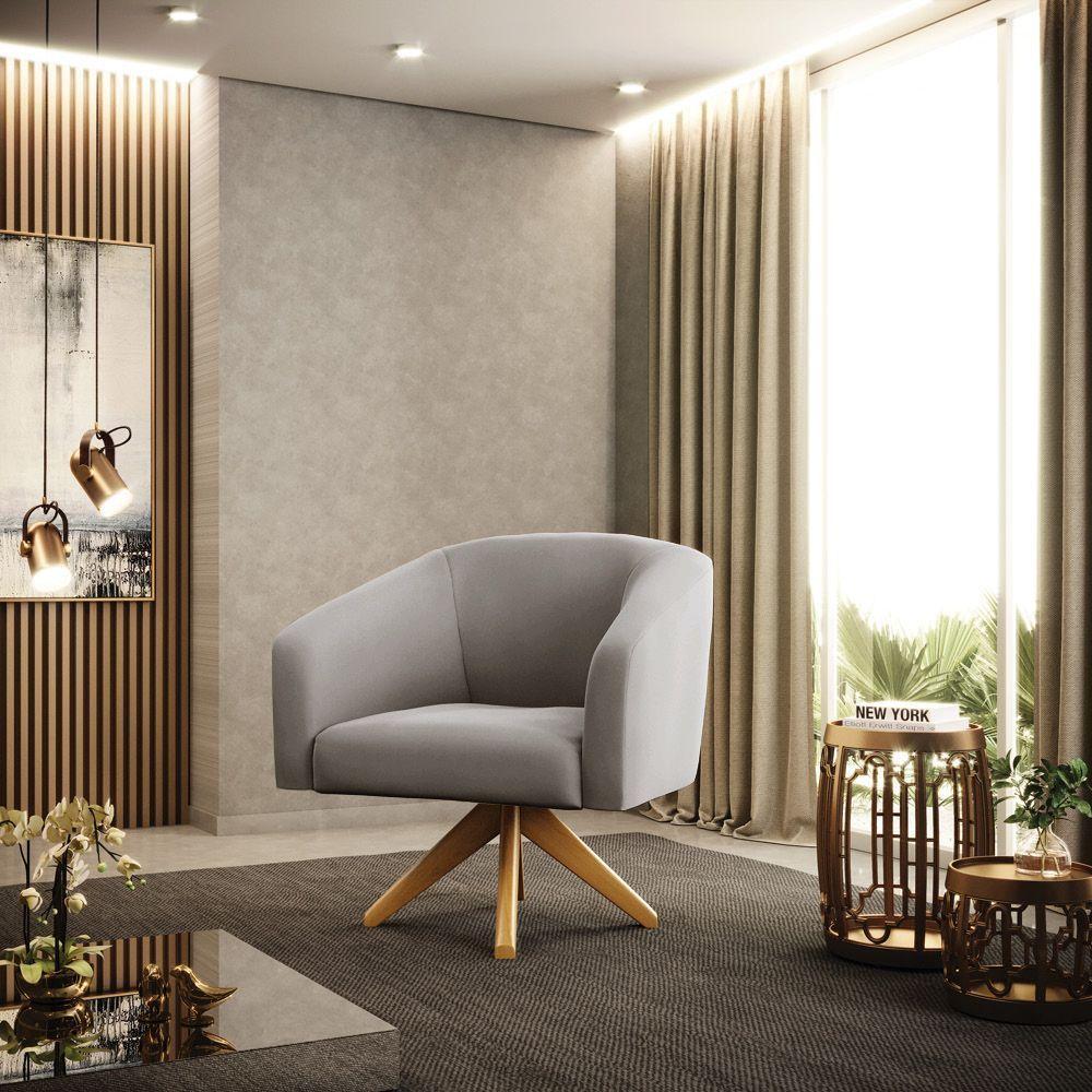 Cadeira Sala De Jantar Giratória Ma30 Kit 2 Stella Veludo D03 - D'rossi Cor Cinza - 7