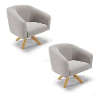 Cadeira Sala De Jantar Giratória Ma30 Kit 2 Stella Veludo D03 - D'rossi Cor Cinza - 1