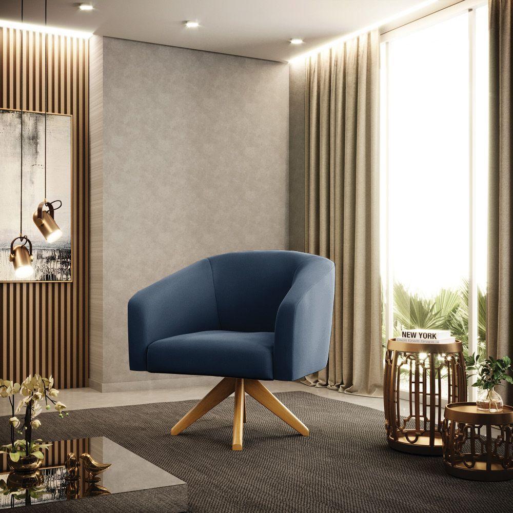 Cadeira Sala De Jantar Giratória Ma30 Kit 2 Stella Suede D03 - D'rossi Cor Azul - 6