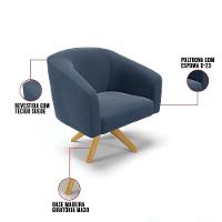 Cadeira Sala De Jantar Giratória Ma30 Kit 2 Stella Suede D03 - D'rossi Cor Azul - 5