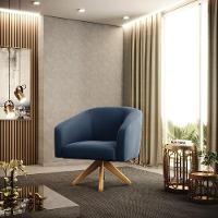 Cadeira Sala De Jantar Giratória Ma30 Kit 2 Stella Suede D03 - D'rossi Cor Azul - 6