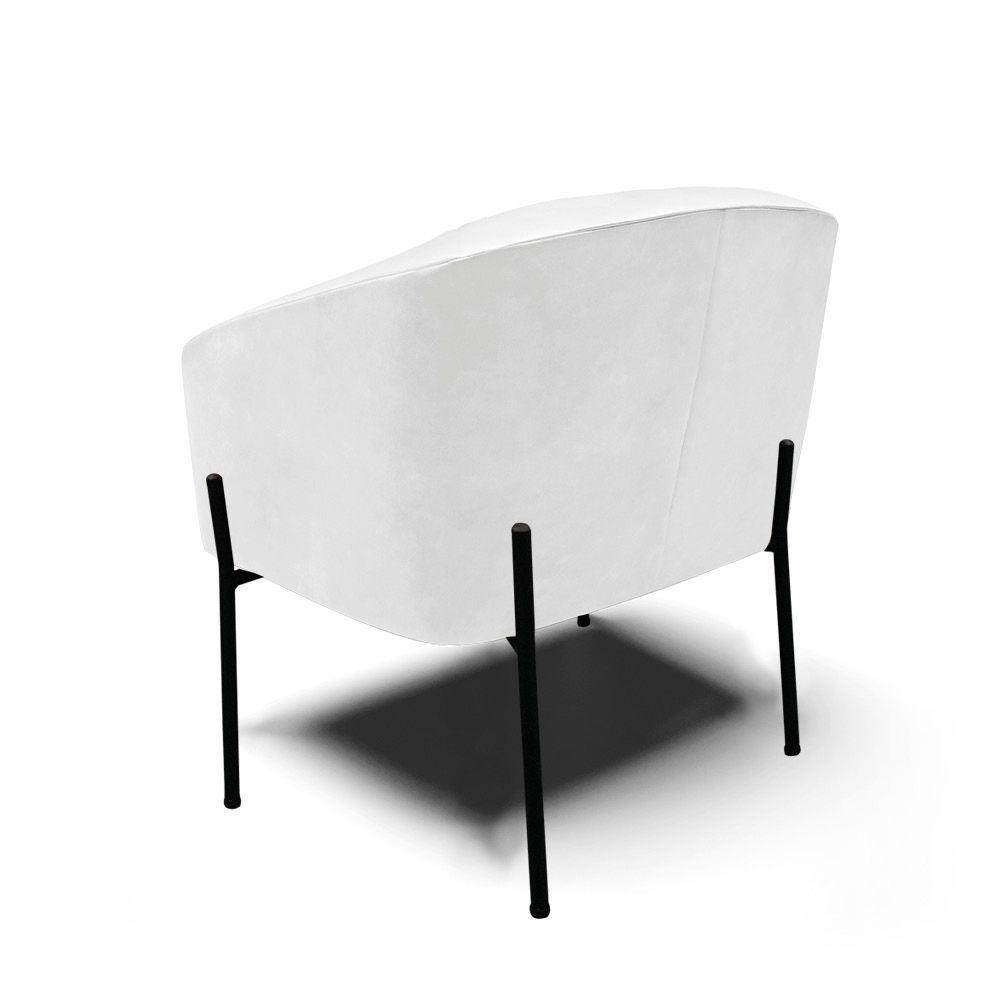 Cadeira Sala De Jantar Pé De Ferro Preto Kit 2 Stella Sintético Pu D03 - D'rossi Cor Branco - 2