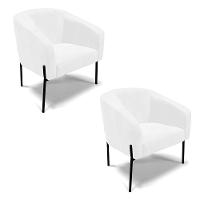 Cadeira Sala De Jantar Pé De Ferro Preto Kit 2 Stella Sintético Pu D03 - D'rossi Cor Branco - 1