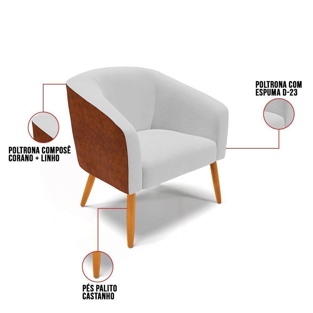 Cadeira Sala De Jantar Pé Palito Castanho Stella Noz/linho D03 - D'rossi Cor Cinza - 5