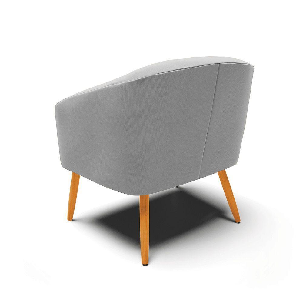 Cadeira Sala De Jantar Pé Palito Castanho Kit 2 Stella Suede D03 - D'rossi Cor Cinza - 5