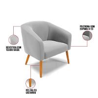 Cadeira Sala De Jantar Pé Palito Castanho Kit 2 Stella Suede D03 - D'rossi Cor Cinza - 6