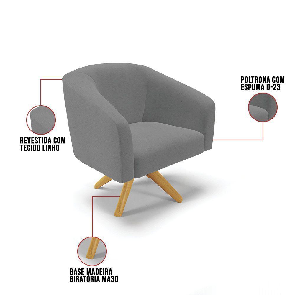 Cadeira Sala De Jantar Giratória Ma30 Stella Linho D03 - D'rossi Cor Grafite - 5