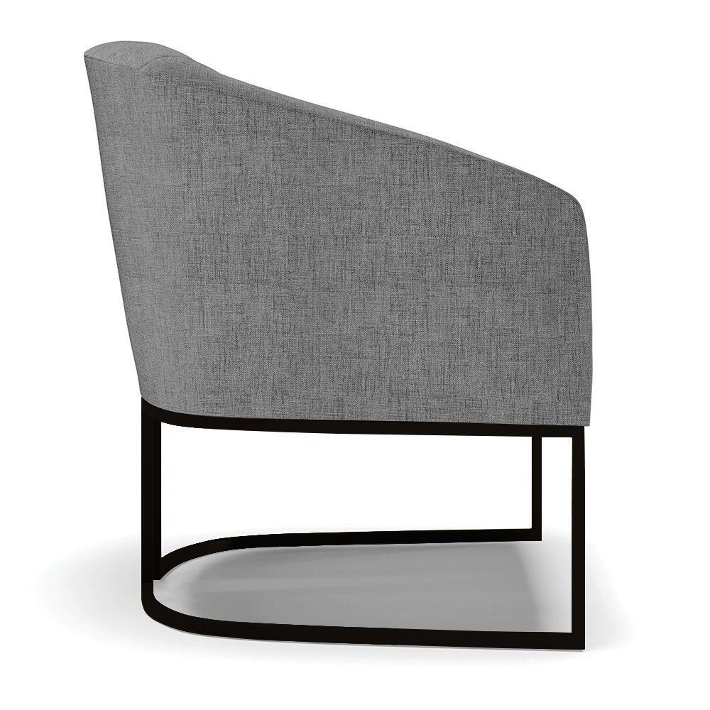 Cadeira Sala De Jantar Base Industrial Preto Kit 2 Stella Linho D03 - D'rossi Cor Grafite - 5