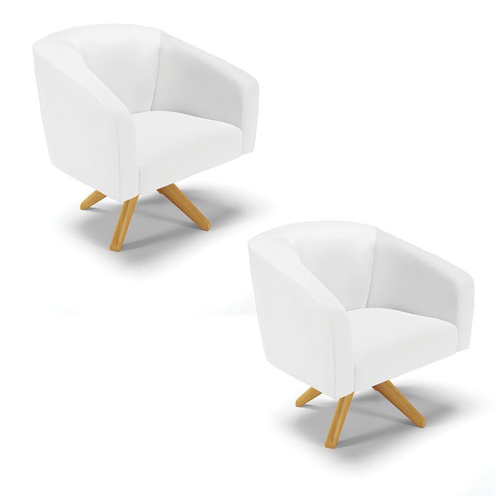 Cadeira Sala De Jantar Giratória Ma30 Kit 2 Stella Sintético D03 - D'rossi Cor Branco - 1