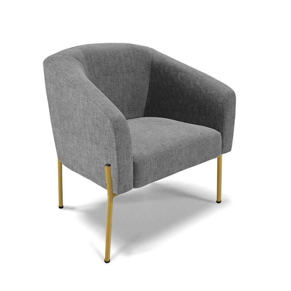 Cadeira Sala De Jantar Pé De Ferro Dourado Stella Linho D03 - D'rossi Cor Grafite - 1