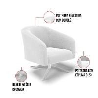 Cadeira Sala De Jantar Giratória Cromada Kit 2 Stella Bouclê D03 - D'rossi Cor Off White - 6