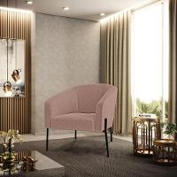 Cadeira Sala De Jantar Pé De Ferro Preto Stella Bouclê D03 - D'rossi Cor Rose - 6