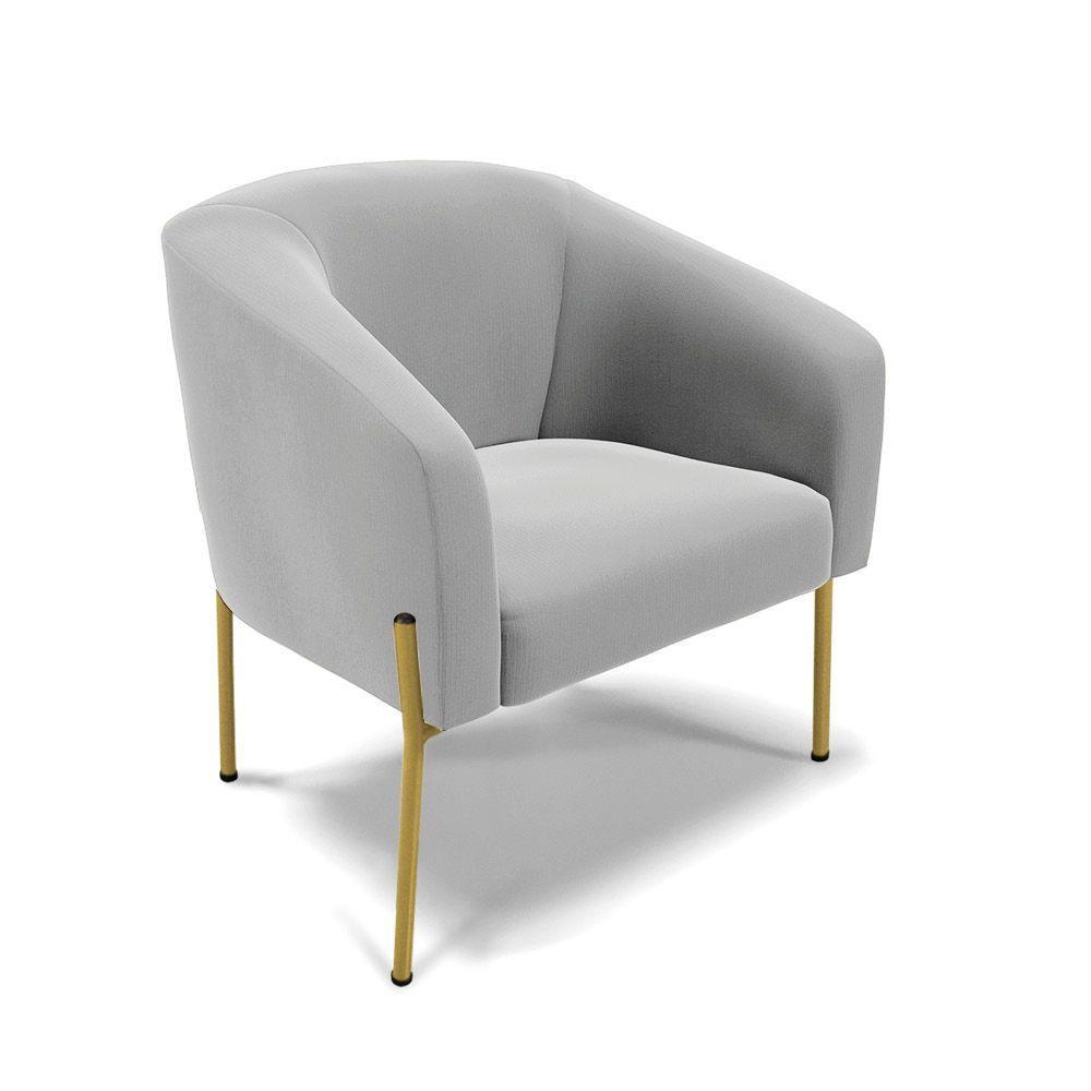 Cadeira Sala De Jantar Pé De Ferro Dourado Kit 2 Stella Suede D03 - D'rossi Cor Cinza - 3