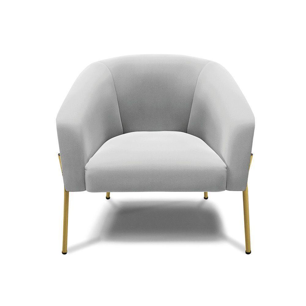 Cadeira Sala De Jantar Pé De Ferro Dourado Kit 2 Stella Suede D03 - D'rossi Cor Cinza - 4