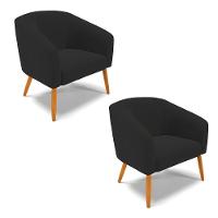 Cadeira Sala De Jantar Pé Palito Castanho Kit 2 Stella Veludo D03 - D'rossi Cor Preto - 1