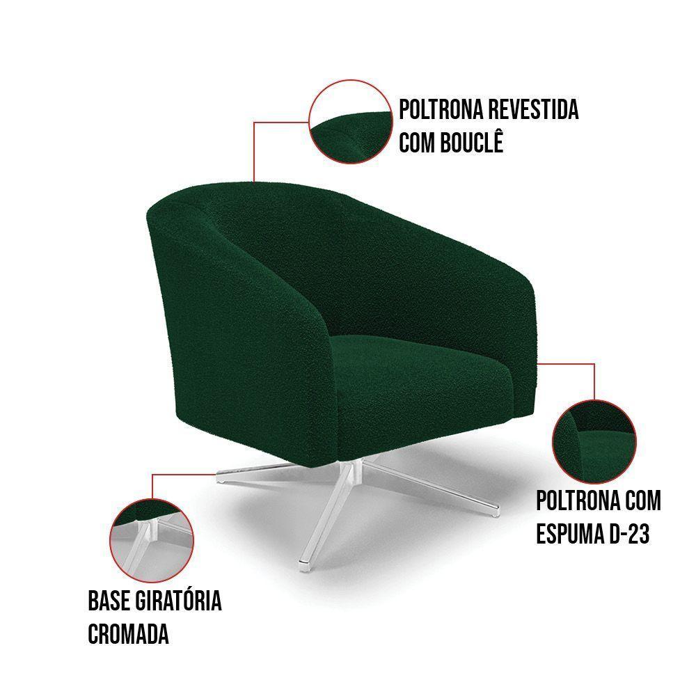 Cadeira Sala De Jantar Giratória Cromada Kit 2 Stella Bouclê D03 - D'rossi Cor Verde - 6