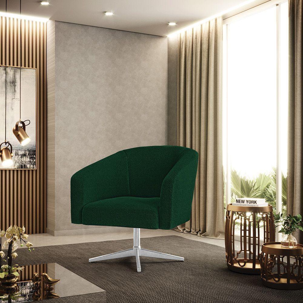 Cadeira Sala De Jantar Giratória Cromada Kit 2 Stella Bouclê D03 - D'rossi Cor Verde - 7