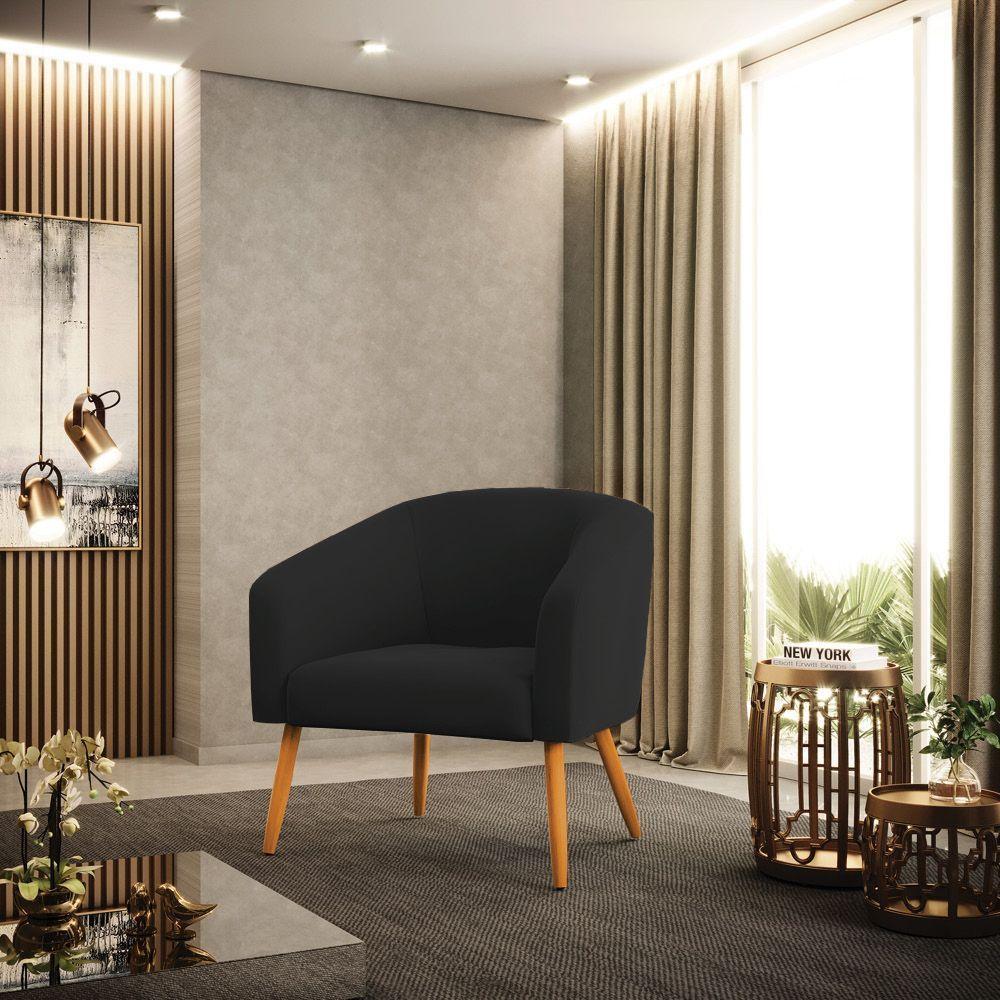 Cadeira Sala De Jantar Pé Palito Castanho Stella Sintético Pu D03 - D'rossi Cor Preto - 6