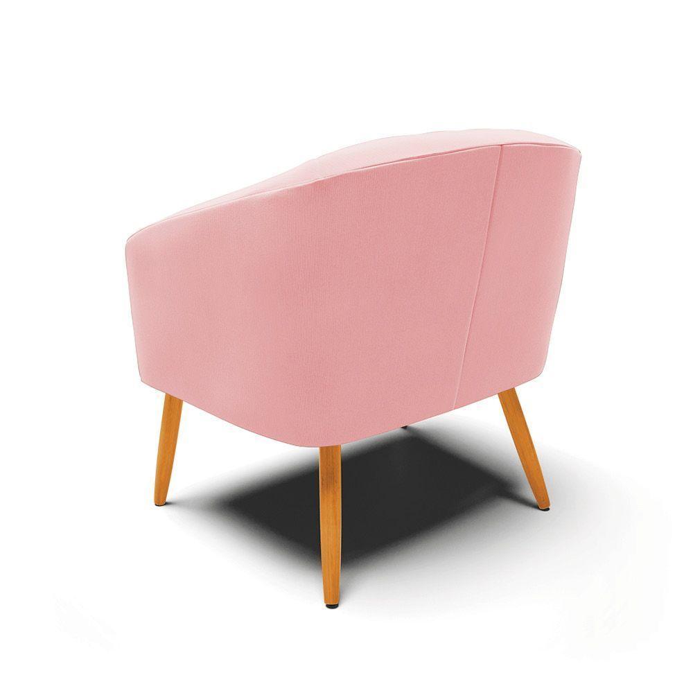 Cadeira Sala De Jantar Pé Palito Castanho Kit 2 Stella Suede D03 - D'rossi Cor Rosa Bebê - 5