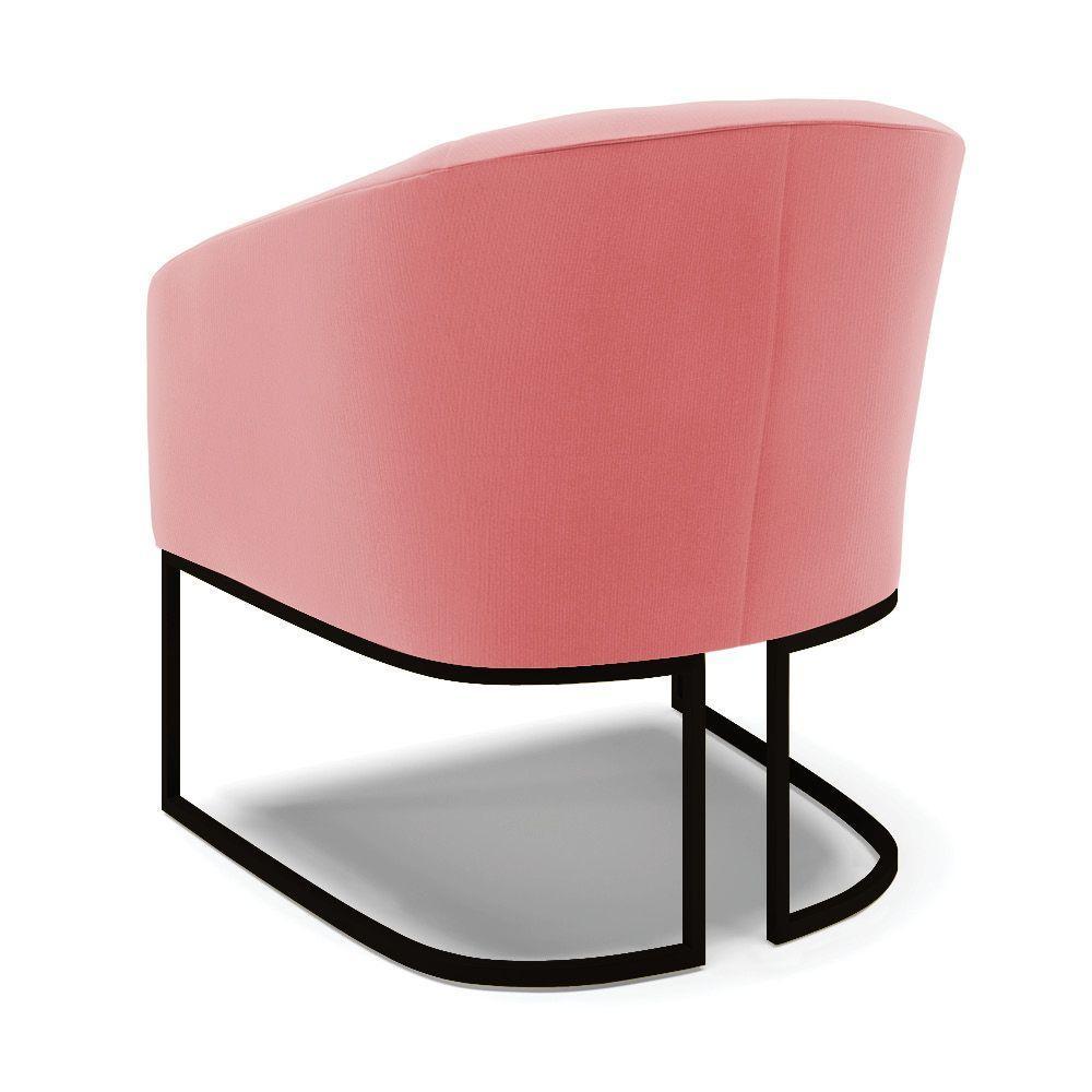 Cadeira Sala De Jantar Base Industrial Preto Stella Suede D03 - D'rossi Cor Rose - 4
