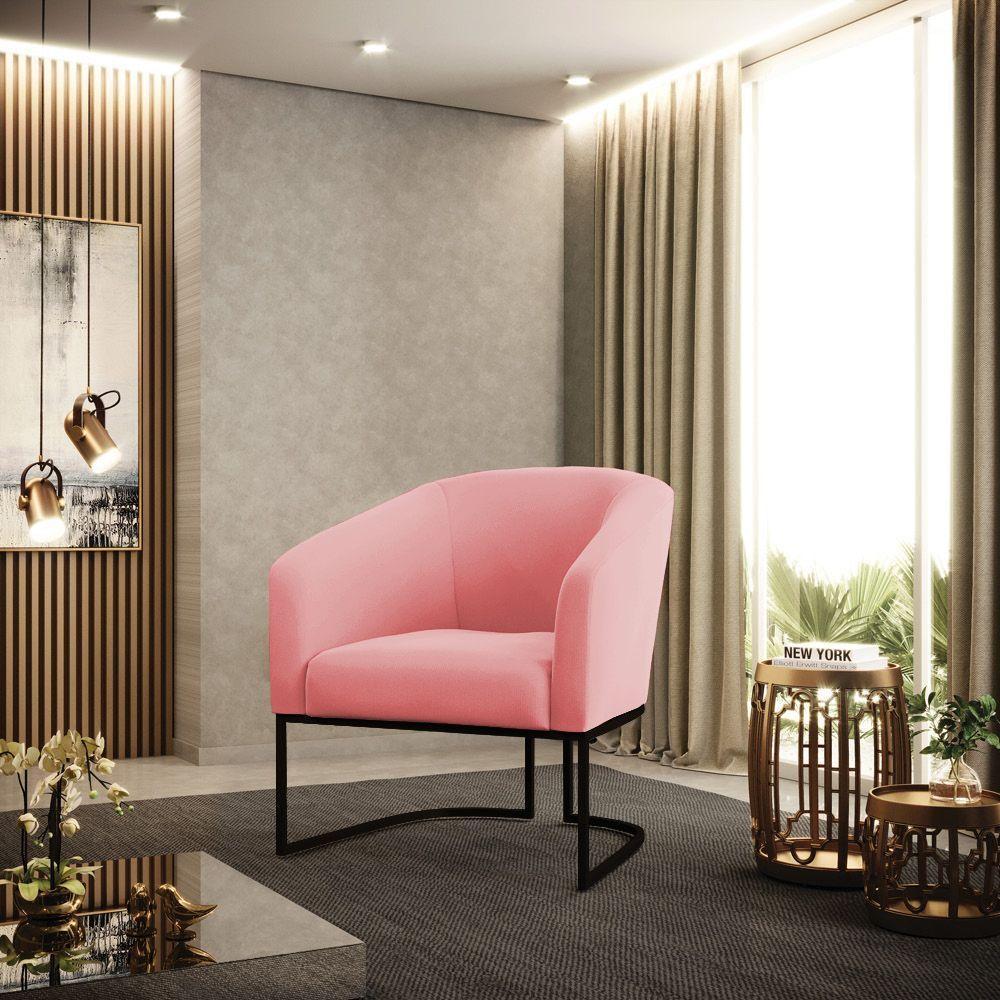 Cadeira Sala De Jantar Base Industrial Preto Stella Suede D03 - D'rossi Cor Rose - 6