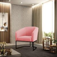 Cadeira Sala De Jantar Base Industrial Preto Stella Suede D03 - D'rossi Cor Rose - 6