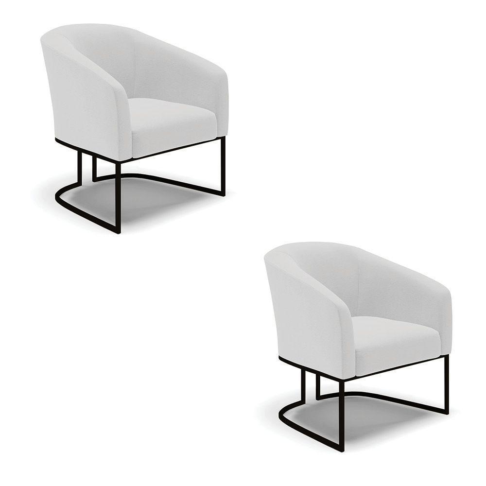 Cadeira Sala De Jantar Base Industrial Preto Kit 2 Stella Linho D03 - D'rossi Cor Cinza - 1