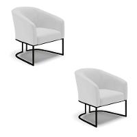 Cadeira Sala De Jantar Base Industrial Preto Kit 2 Stella Linho D03 - D'rossi Cor Cinza - 1