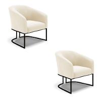 Cadeira Sala De Jantar Base Industrial Preto Kit 2 Stella Veludo D03 - D'rossi Cor Bege - 1