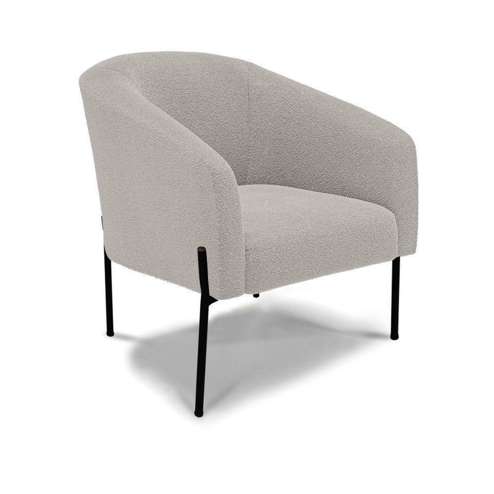 Cadeira Sala De Jantar Pé De Ferro Preto Stella Bouclê D03 - D'rossi Cor Cinza - 1